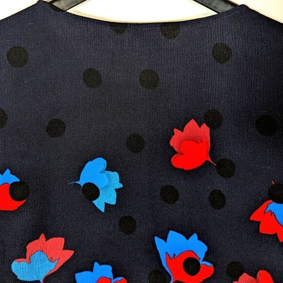 Boden Rachel Blouse Womens Size 6 (10) Navy Blue Red Flowers Gauzy Flowy Top - Picture 8 of 9